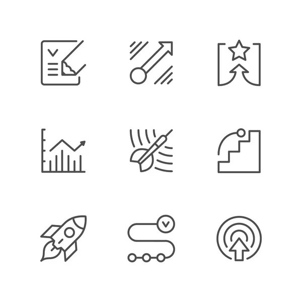 Set line icons of goal — Stock Vector