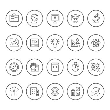 Eğitim yuvarlak çizgi Icons set