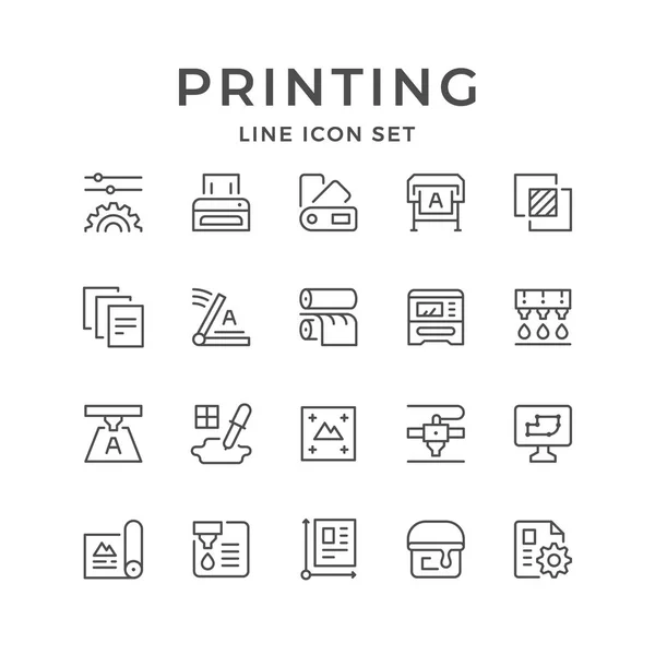 Establecer iconos de línea de impresión — Vector de stock