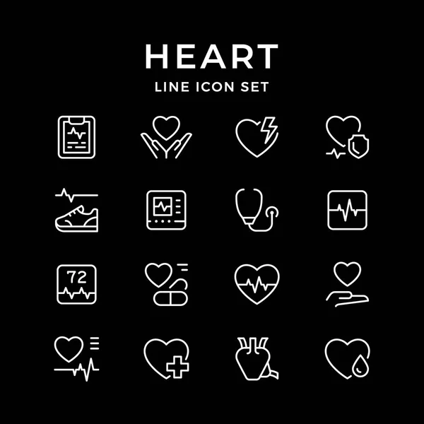 Establecer iconos de línea de corazón — Vector de stock