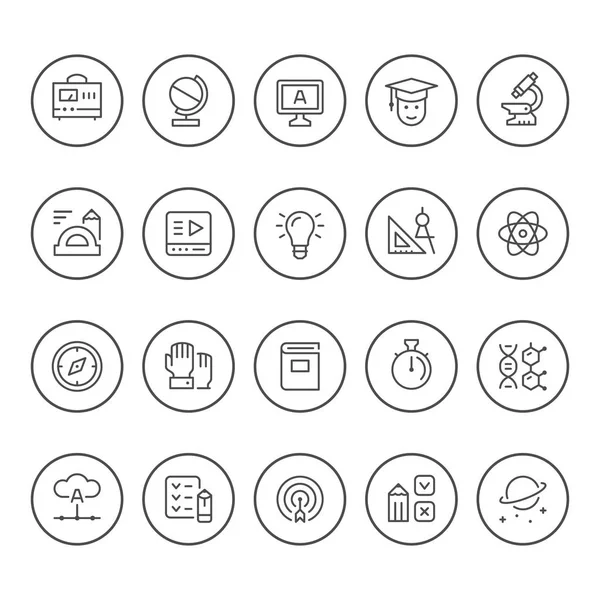 Définir des icônes de ligne ronde de l'éducation — Image vectorielle