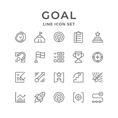Set line icons of goal clipart
