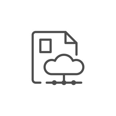 Belge bulut depolama çizgisi simgesi