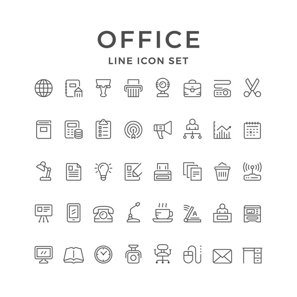 Установить иконки линий офиса — стоковый вектор