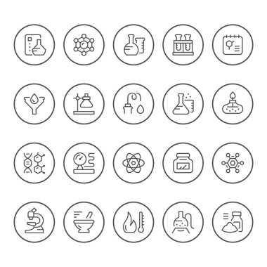 Kimya yuvarlak çizgi Icons set