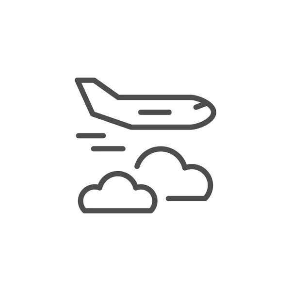 Ícone de linha de avião voador — Vetor de Stock