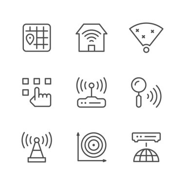 Wi-fi ve hattı Icons set