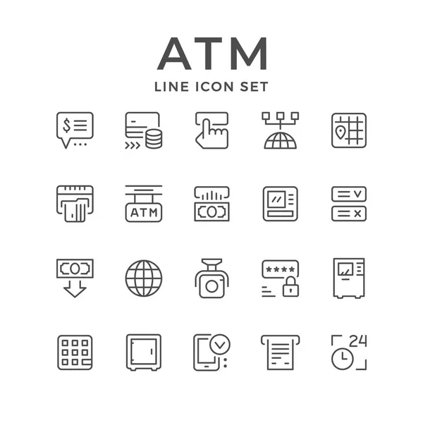 Establecer iconos de línea de ATM — Archivo Imágenes Vectoriales
