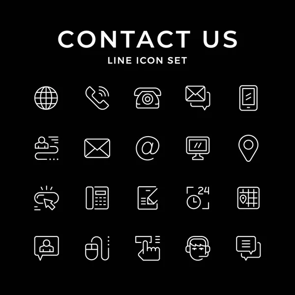 Establecer iconos de línea de contacto con nosotros — Vector de stock