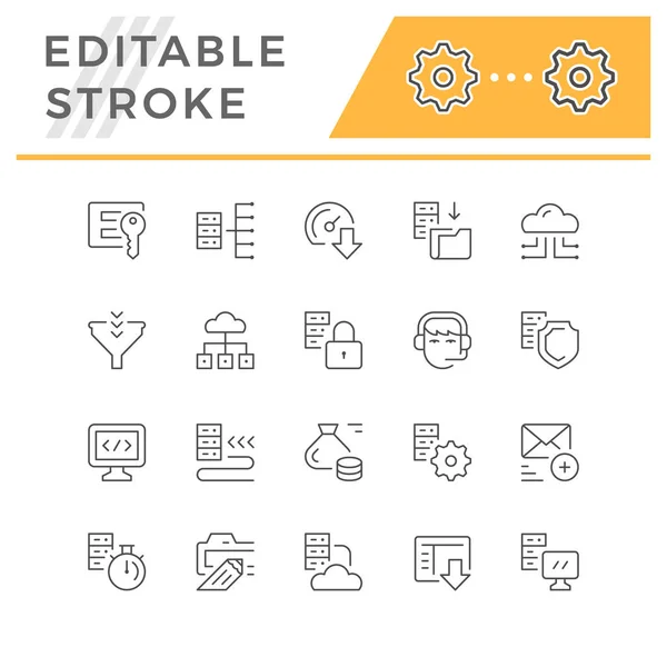 Zeilensymbole für das Hosting setzen — Stockvektor