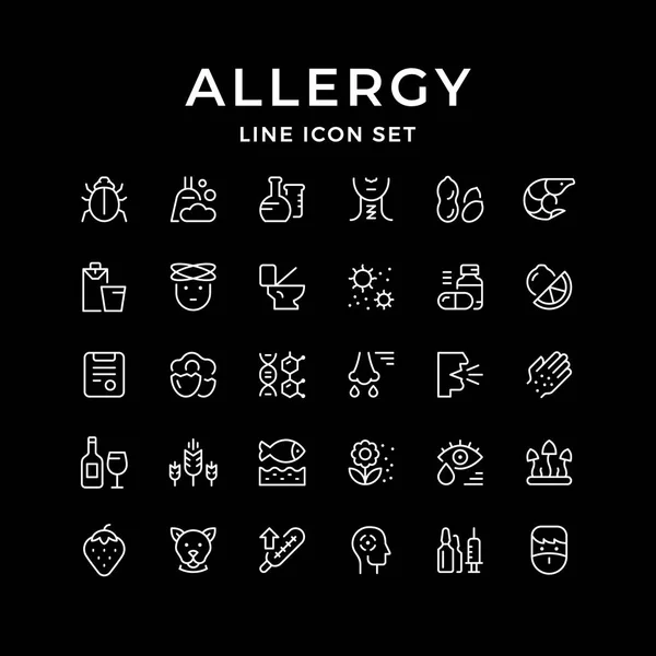 Definir ícones de linha de alergia —  Vetores de Stock