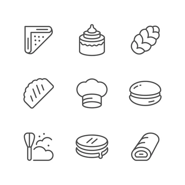 Set line icons of bakery — Stock Vector