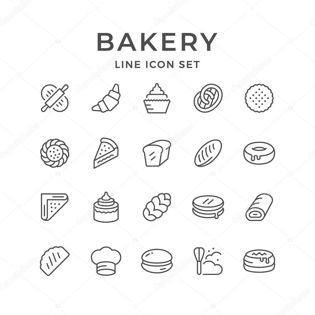 Set line icons of bakery