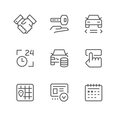 Bir araba kiralamak satır Icons set