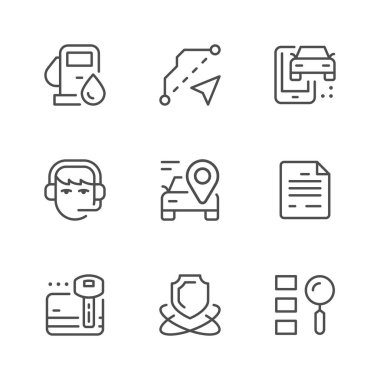 Bir araba kiralamak satır Icons set