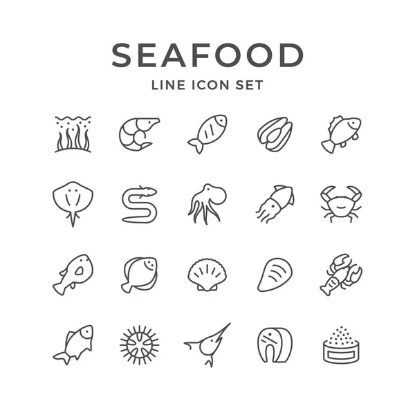 Set line icons of seafood — Stock Vector