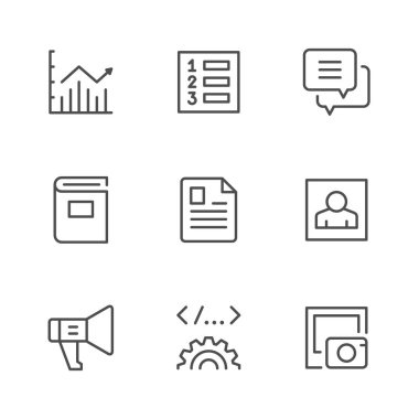 Web içeriğinin satır Icons set