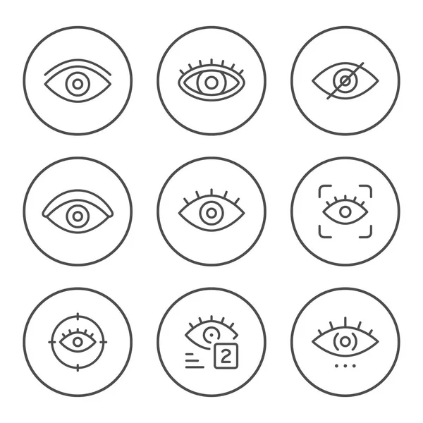 Set round line icons of eye — Stock Vector