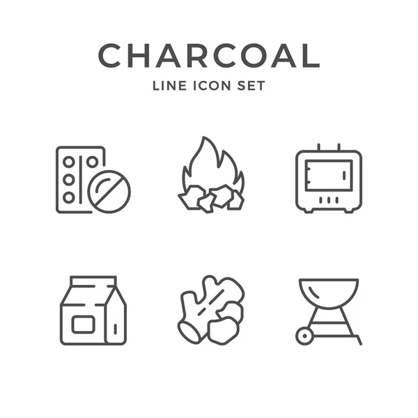 Establecer iconos de línea de carbón vegetal — Archivo Imágenes Vectoriales