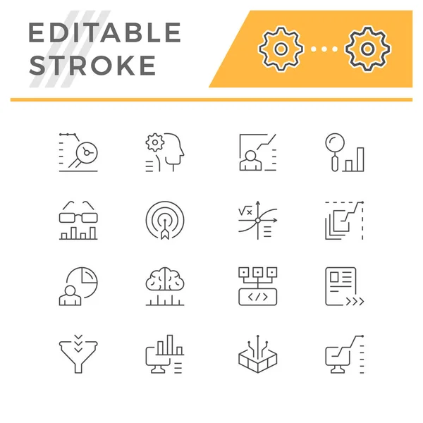 Zeilensymbole der Datenanalyse setzen — Stockvektor