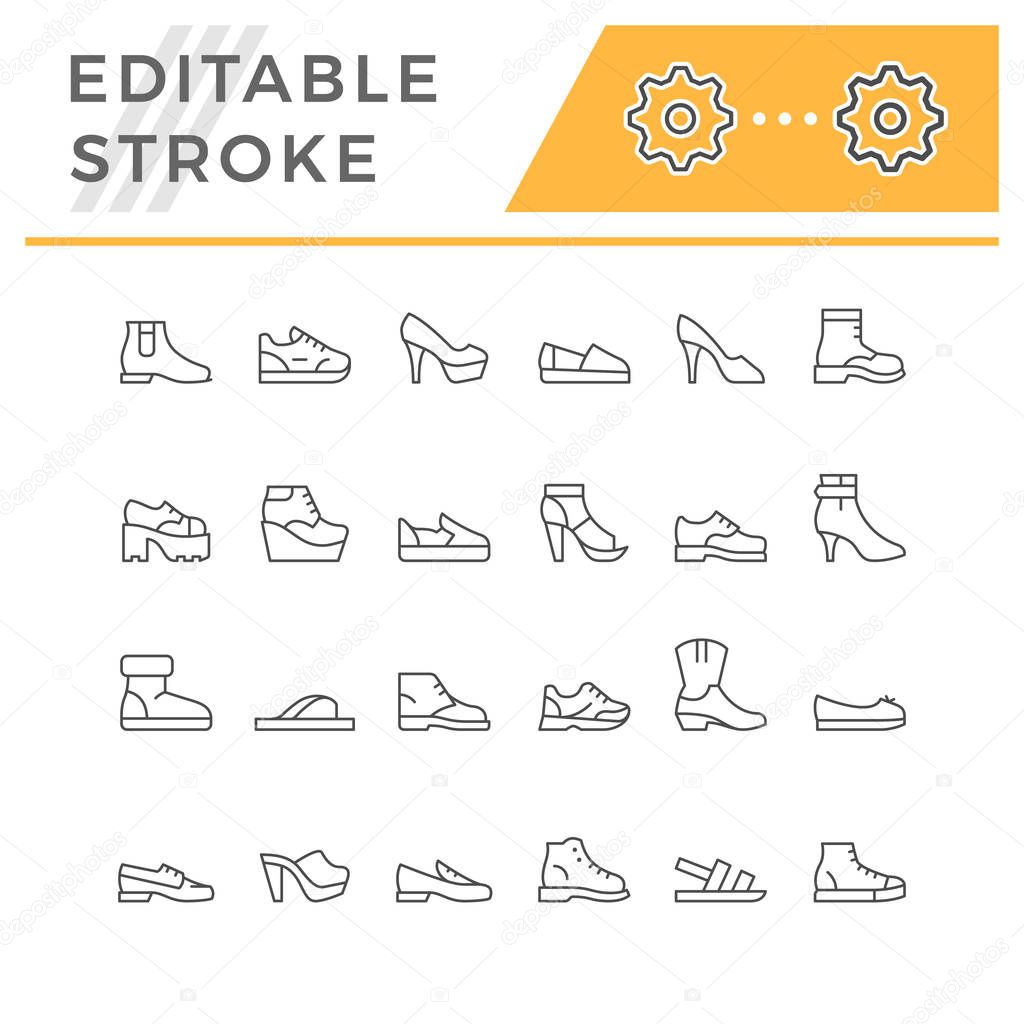 Set line icons of shoes