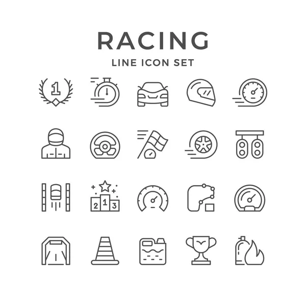 Set lijn pictogrammen van racing — Stockvector