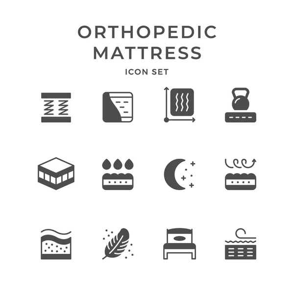 Set pictogrammen van orthopedische matras — Stockvector