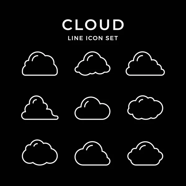 Установить иконки линий облака — стоковый вектор