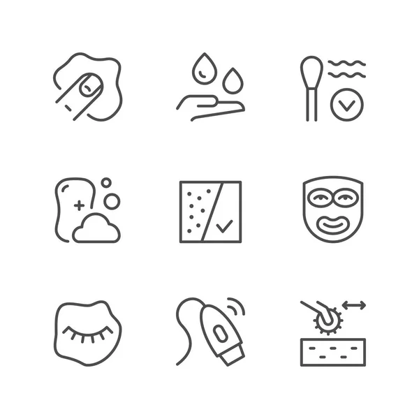 Set line icons of skin care — Stock Vector