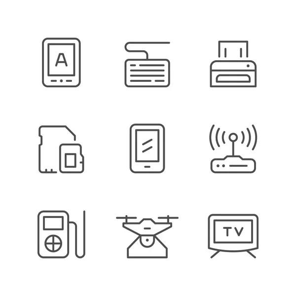 Set line icons of gadget — Stock Vector