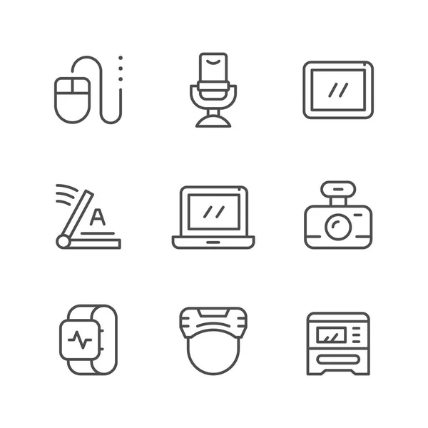 Establecer iconos de línea de gadget — Vector de stock