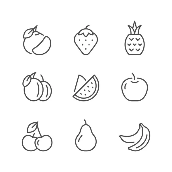 Set line icons of fruit — Stock Vector