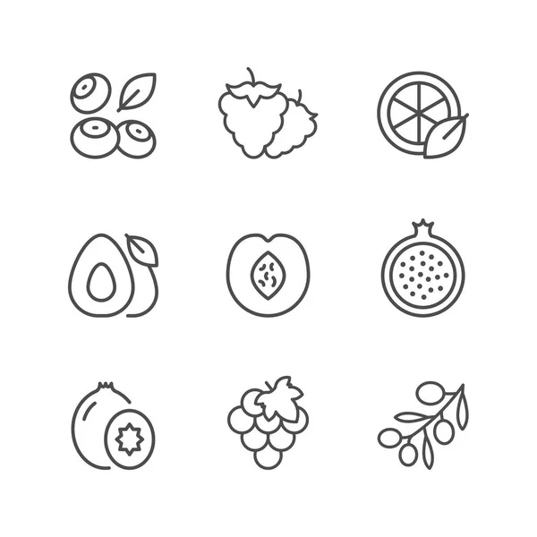 Establecer iconos de línea de fruta — Vector de stock