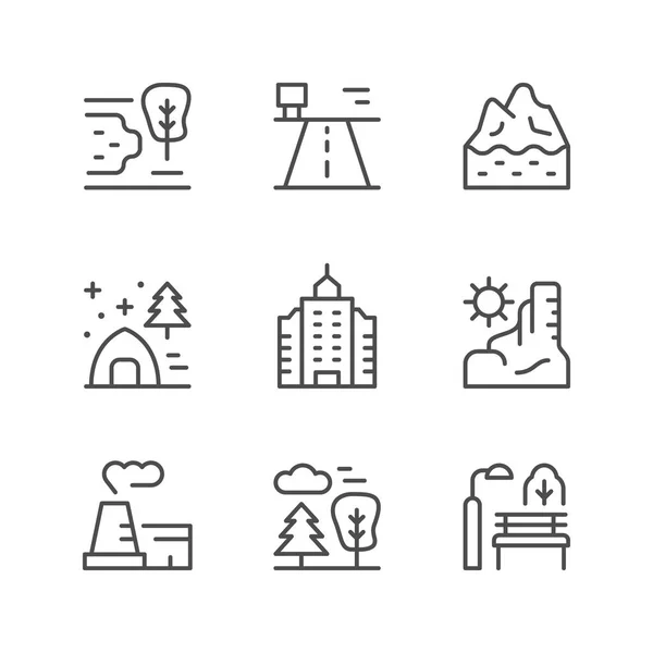 Set line icons of landscape — Stock Vector