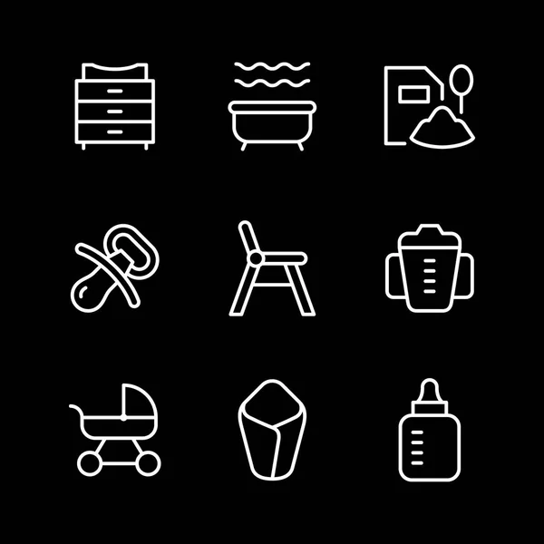 Set line icons of baby goods — Stock Vector