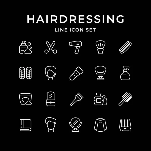 Imposta icone della linea di parrucchieri — Vettoriale Stock