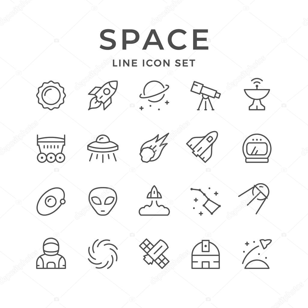 Set line icons of space