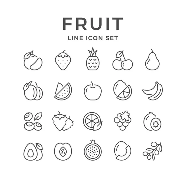 Встановити контур рядків піктограм фруктів — стоковий вектор