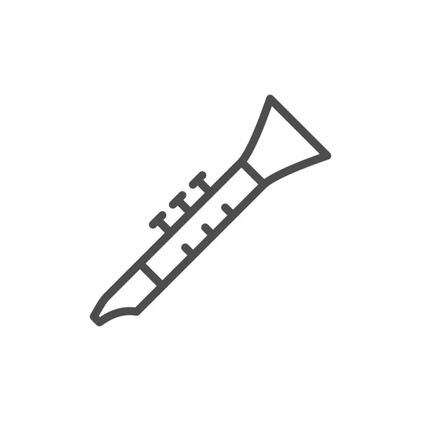Instrumento musical clarinete línea esquema icono — Vector de stock