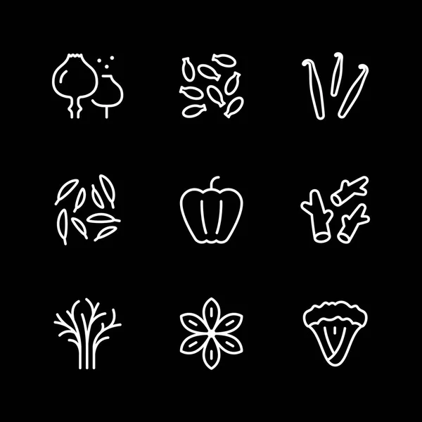 Set line icons of seasoning — Stock Vector