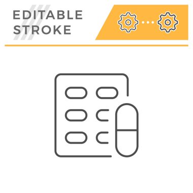 Pill blister düzenlenebilir kontur çizgi simgesi