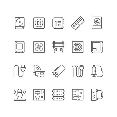 Bilgisayar bileşenlerinin satır simgelerini ayarla