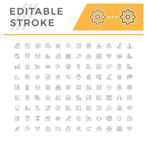 Set editable stroke line icons of medicine — Stock Vector