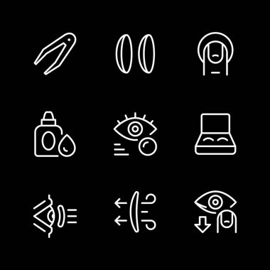 Kontakt lens satır Icons set