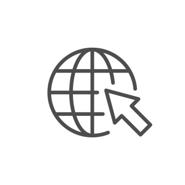 Dünya ve ok çizgisi ana hatları simgesi