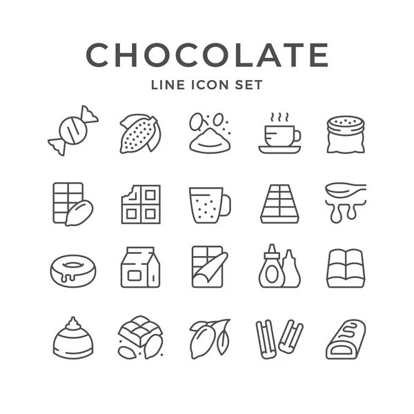 Установить линии иконы шоколада и какао — стоковый вектор