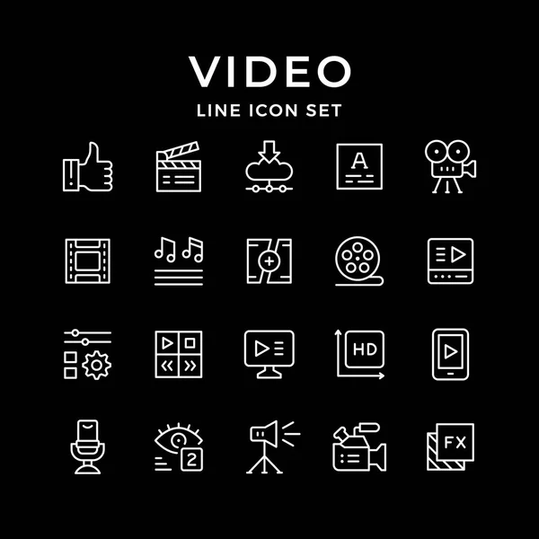 Establecer iconos de línea de vídeo — Vector de stock