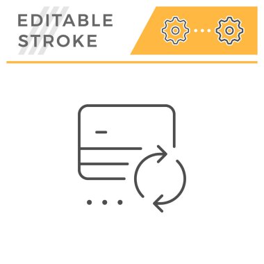 Kredi kartı değişimi düzenlenebilir kontur satır simgesi