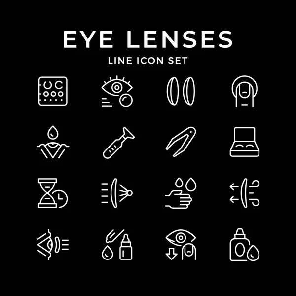 Definir ícones de linha de lentes de contato —  Vetores de Stock