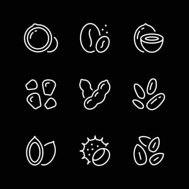 Fındık ve tohum satır Icons set